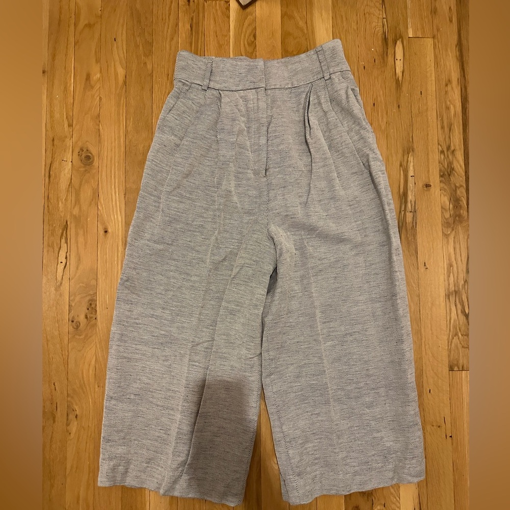 Tibi Twill Culotte Cropped Pants blue and White Fabric
